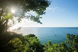 Sunburst Prints: Sunset at Castara Bay in Tobago, Trinidad and Tobago, West Indies, Caribbean, Central