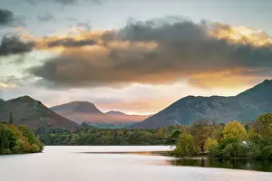 Cumbria Prints: Sunset over Catbells, Derwent Water and the Newlands Valley from Keswick, Lake District