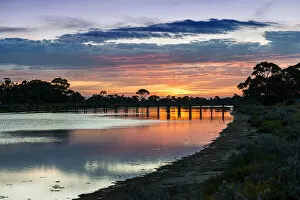 Connections Gallery: Sunset colours over Laverton Creek and bridge, Altona, Victoria, Australia, Pacific