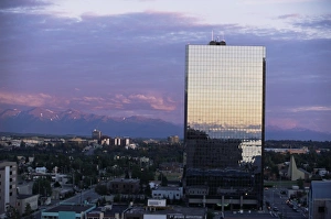 Anchorage Prints: Sunset over downtown Achorage, Alaska, United States of America (U