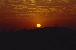 Dramatic Skies Prints: Sunset on dunes near Khimsar