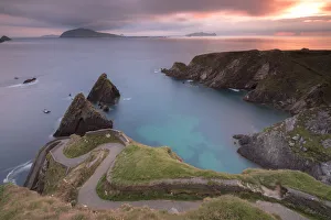 Sunset on Dunquin pier (Dun Chaoin), Dingle Peninsula, County Kerry, Munster province