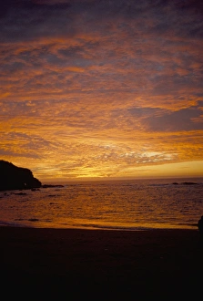 Romantic Sky Prints: Sunset at fishing village, Horcon, Chile, South America