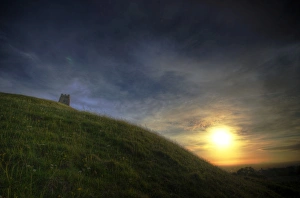 Glastonbury Prints: Sunset on Glastonbury Tor, Somerset, England, United Kingdom, Europe