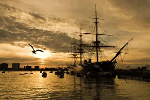 Day Time Prints: Sunset over the Hard and HMS Warrior