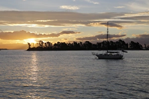 Nelson Region Prints: Sunset over Haulashore Island, Nelson, Nelson region, South Island, New Zealand, Pacific