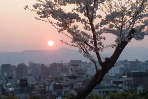 Aesthetic Prints: Sunset over the Higashiyama district, Kyoto, Japan