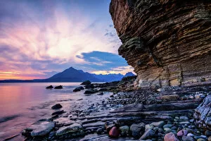 Moody Sky Gallery: Sunset at Honeycomb Rock, Elgol, Isle of Skye, Inner Hebrides, Scotland, United Kingdom