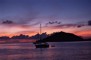 Mahe Prints: Sunset, Ile Therese (Therese island)