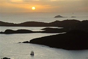 Virgin Islands Prints: Sunset over inlet to Charlotte, Amalie, St