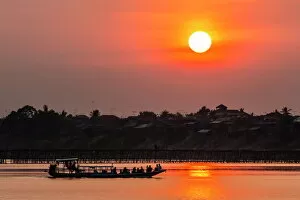 Cambodia Gallery: Sunset at Kampong Cham on the Mekong River, Kampong Cham Province, Cambodia, Indochina