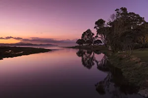 Sunset at Kuaotuno River, Coromandel Peninsula, Waikato, North Island, New Zealand