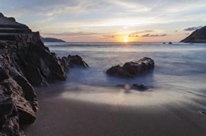 Livorno Province Prints: Sunset on La Crocetta beach, Marciana Marina, Elba Island, Livorno Province, Tuscany