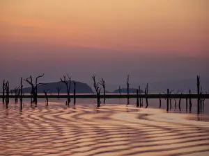 Rippled Prints: Sunset over Lake Kariba, the worlds largest man-made lake and reservoir by volume