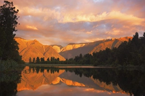 Sunset, Lake Matheson and Southern Alps