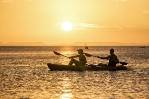 2 People Prints: Sunset over Lake Nicaragua, Ometepe Island, Rivas State, Nicaragua, Central America
