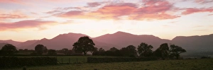 Fell Prints: Sunset over Lakeland fells from Castlerigg stone circle, near Keswick, Lake District