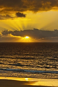 Images Dated 11th August 2010: Sunset lighting the clouds offshore from this village on the north west coast, El Cotillo