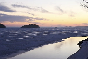 Pirkanmaa Prints: Sunset over the mainly frozen surface of Lake Pyhajarvi