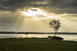 Sunset over the Maroni River, Saint Laurent du Maroni, French Guiana, Department of France