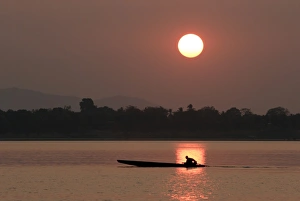 Sunset over the Mekong river