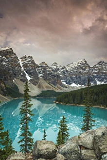 Traditionally Canadian Prints: Sunset at Moraine Lake, Banff National Park, UNESCO World Heritage Site, Canadian Rockies