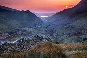 North Wales Prints: Sunset over the Nantlle Valley from Glogwyngarreg