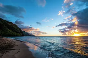 Kauai Prints: Sunset on the Napali coast, Kauai, Hawaii, United States of America, Pacific