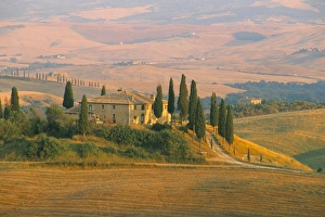 Farm House Prints: Sunset near San Quirico d Orcia, Val d Orcia, Siena province, Tuscany