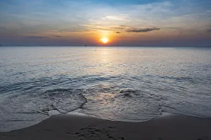 Sunbeam Prints: Sunset over the ocean, Ong Lang beach, island of Phu Quoc, Vietnam, Indochina