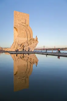 Belem Prints: Sunset on the Padrao dos Descobrimentos (Monument to the Discoveries) reflected in Tagus River