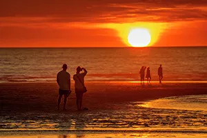 Five People Prints: Sunset, Perranporth, Cornwall, England, United Kingdom, Europe