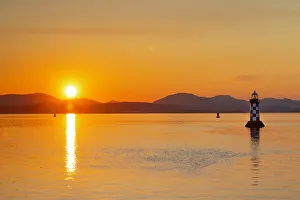Lighthouses Prints: Sunset at Port Glasgow, Firth of Clyde, Inverclyde, Scotland, United Kingdom, Europe