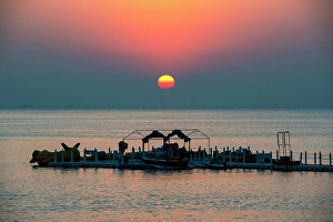 Silhouettes Prints: Sunset at the resort island of Nan'ao Island, Shantou City, Guangdong Province, China