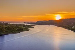 River Clyde Prints: Sunset over River Clyde viewed from the Erskine Bridge, Erskine, Scotland, United Kingdom