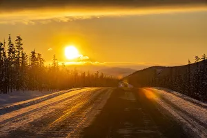 Freeways Prints: Sunset over the Road of Bones, Sakha Republic (Yakutia), Russia, Eurasia