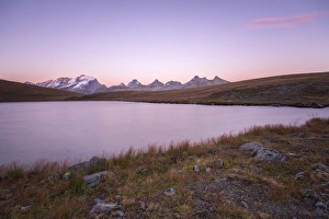 Alpi Graie Prints: Sunset on Rosset Lake at an altitude of 2709 meters, Gran Paradiso National Park