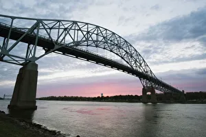 Massachusetts Prints: Sunset over Sagamore Bridge, Cape Cod Canal, Cape Cod, Massachussets, New England