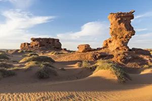 Barren Prints: Sunset in the Sahara Desert near Timimoun, western Algeria, North Africa, Africa