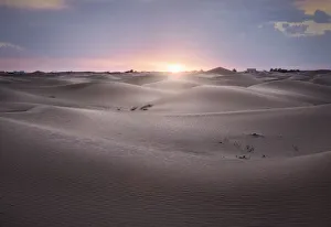 Merzouga Prints: Sunset over Sahara Desert sand dunes, Merzouga, Morocco, North Africa, Africa
