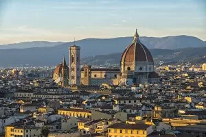 Domed Gallery: Sunset on Santa Maria del Fiore cathedral (Duomo), UNESCO World Heritage Site, Florence