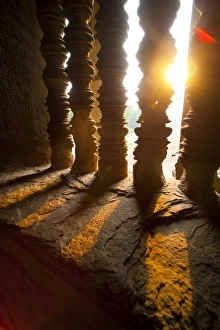 Architectural Feature Prints: Sunset through stone pillars at Angkor Wat