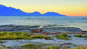 Grasslands Prints: Sunset, Tasman Bay near Nelson, South Island, New Zealand