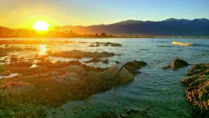 Tasman Prints: Sunset, Tasman Bay near Nelson, South Island, New Zealand