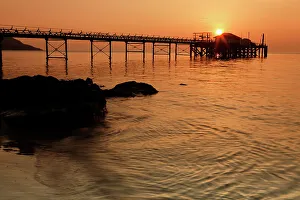 Piers Prints: Sunset over Totland Pier, Isle of Wight, England, United Kingdom, Europe