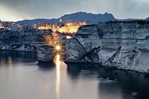 Hues Prints: Sunset over the Town of Bonifacio, Island of Corsica, France