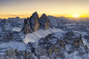 Chill Prints: Sunset over Tre Cime Di Lavaredo, Monte Paterno and Cristallo during a snowy autumn