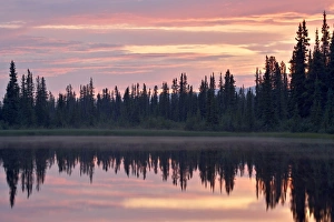 Images Dated 15th July 2009: Sunset at an unnamed lake near Salmo Lake, Alaska Highway, Yukon Territory