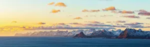 Northern Prints: Sunset over Vestvagoy Island viewed from Henningsvaer in Lofoten Islands