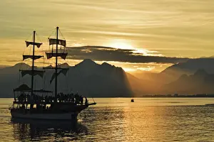 Antalya Province Prints: Sunset, view from Antalya of Taurus Mountains and Mediterranean Sea